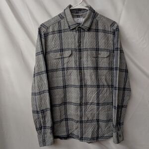 Southern Tide Gray and Blue Plaid Quilted Casual Button Down Shirt